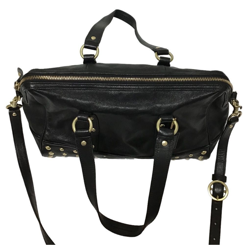 Coach Nancy Black Silver Studs Leather Shoulder Crossbody Bag - Picture 2 of 12